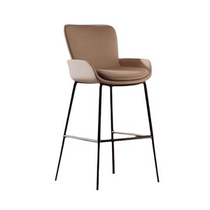 <span class=keywords><strong>Tabouret</strong></span> de <span class=keywords><strong>bar</strong></span> nordique avec dossier en cuir, siège rembourré, sans accoudoirs, design moderne, structure en fer, usage commercial, restaurant, <span class=keywords><strong>bar</strong></span>, café - Product Image 1