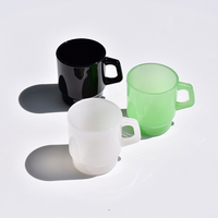 Elegante 230 ml weiße beige rosa grüne farbige Jade-Tränktüten Glas-Kaffeebecher mit Griff
