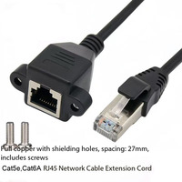 Câble d'extension Ethernet Cat5e Cat5 RJ45 8P8C à montage sur panneau avec vis, mâle vers femelle, pour réseau Internet LAN