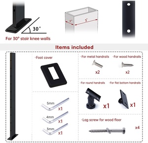 TAKA Lắp Ráp Không Hàn Thép Không Gỉ Màu Đen Bột Tráng Side Mount Bề Mặt Núi Bài Viết Sàn Cầu Thang Cáp Lan Can Bài - Product Image 6