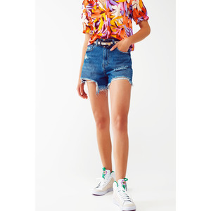 Jeans Cortos Desgastados en Lavado Medio - Product Image 3