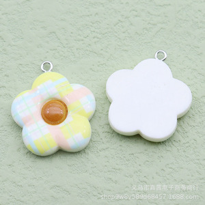 มาคาเน่ จี้ดอกไม้เรซิ่น พวงกุญแจ ลายสก๊อตสีชมพูขาว อุปกรณ์เสริมเครื่องประดับ DIY - Product Image 4