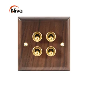 Manufacturer Uk Standard Electric10amp Luxury Surface Mounted Copper Toggle Wall Switch With Wood Base