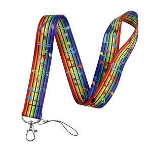 Lanière à motif musical arc-en-ciel coloré avec notes de musique et clavier de <span class=keywords><strong>piano</strong></span>, sangle de cou pour badge d'identification, clés, concerts et amateurs de musique - Product Image 5