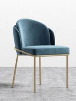 Chaises de salle à manger en velours bleu de luxe nordique meubles de Restaurant PC modernes jambes en métal tissu empilable appartement école