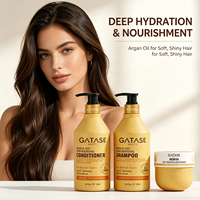 Kit de Shampooing, Après-Shampooing et Masque Capillaire à l'Huile d'Argan pour Cheveux Frisés, Secs et Abîmés, Sans Sulfate, Vente en Gros OEM
