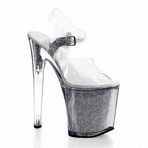 Европейско-американская летняя коллекция: Уличные туфли-слипоны на платформе с открытым носком, на очень высоком каблуке, увеличивающие рост, из ткани с пайетками - Product Image 4