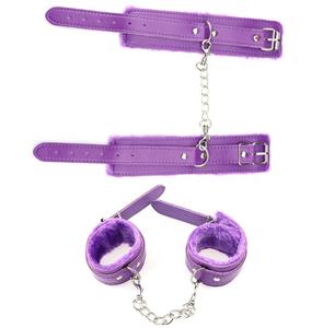 ชุด bondage เซ็กซี่สีดำสีแดงสีม่วงกุญแจมือหนังพร้อมโซ่พันธนาการ BDSM - Product Image 4