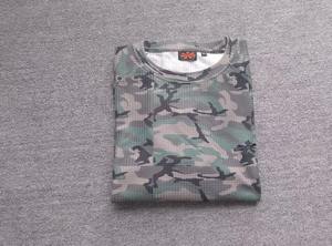 Custom Hoge Kwaliteit Heren Camo Design Crew Hals Thermische Wafel Gebreide T-Shirt Heren Oversized Boxy T-Shirt Met Lange Mouwen - Product Image 4