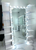 Coiffeuse moderne avec miroir éclairé par LED rose et blanc, tiroirs, chaise, panneau MDF, meubles de chambre à coucher, salon, YIFAN