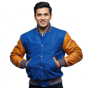 Veste bomber de baseball de qualité supérieure, veste universitaire avec manches en cuir respirant et fonctionnalités chauffantes - pour hommes - Product Image 1