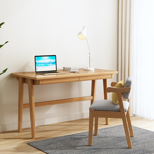Solid Wood Desk With <b>Drawer</b> 1.2M Nordic Style Home Office Study Table Natural Color Student Computer Desk - Product Image 2