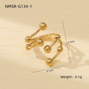 FatingnaTrendy – Bagues géométriques ajustables en acier inoxydable plaqué or pour femme, sertissage clos, bijoux de mariage et de fiançailles - Product Image 6