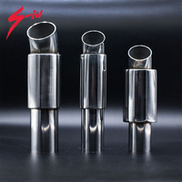 Silencieux d'échappement automobile perforé en acier inoxydable SS304 poli haute brillance, entrée 2,5 pouces, sortie 3 pouces, modification sonore