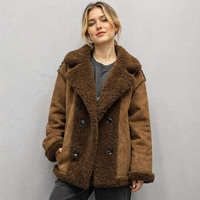 Veste courte en peau de mouton synthétique Jancoco pour femmes, manteau en daim double face pour l'automne et l'hiver