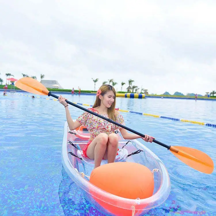 Kayak transparente de plástico para 2 personas, kayak transparente