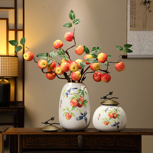 Juego de Tres Piezas de Cerámica Blanca Estilo Art Deco Moderno, Florero de Escritorio, Jarra de Almacenamiento con Tapa de Aleación, Floreros Decorativos de Resina - Product Image 2