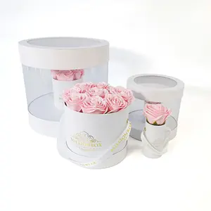 Custom All White Design Paperboard Dry Rose Flower Packaging Box With Foam Protective