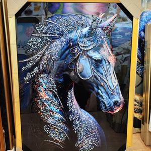Pinturas Decorativas de Animales en 3D para Sala de Estar, Cuadros de Madera para Porche, Decoración de Pared para el Hogar, Pintura de Caballo en Porcelana de Cristal con LED, Venta al Por Mayor Personalizada - Product Image 2