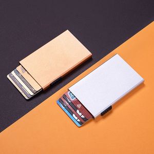 YS964 Aluminum Alloy Rfid Blocking Pop Cards up <b>Metal</b> <b>Wallet</b> Slim Unisex Business Card Credit Card Holder for Men Women - Product Image 5