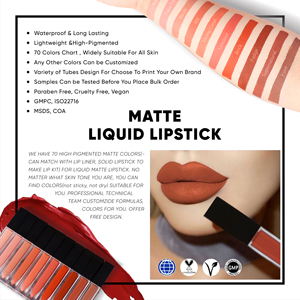 ลิปสติกเนื้อแมทกำมะหยี่ 20 สี คุณภาพสูง หรูหรา บรรจุในหลอดสีทอง ไม่มีโลโก้ รับผลิตแบรนด์ส่วนตัว กันน้ำ - Product Image 6