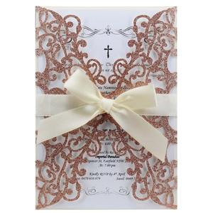 Cartes d'invitation de <span class=keywords><strong>mariage</strong></span> avec ruban papillon et <span class=keywords><strong>enveloppe</strong></span> papier carte cadeau fête Thanksgiving carte de voeux <span class=keywords><strong>dentelle</strong></span> de <span class=keywords><strong>mariage</strong></span> - Product Image 1
