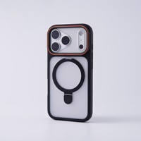 Coque magnétique givrée mate rigide avec support anneau pour iPhone 18 17 15 16 Pro Max, 11 12 13 14 Plus