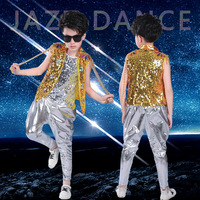 Enfants paillettes Hip Hop tenues filles Jazz robinet danse hauts + pantalons garçon enfant danse scène porter salle de bal fête Dancewear Costumes