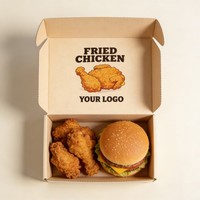 Boîte à hamburger personnalisée, boîte à poisson et frites avec insert, impression numérique, boîte à emporter en papier kraft, boîtes à poulet frit
