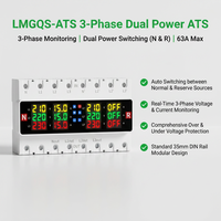 Interrupteur de transfert automatique triphasé double alimentation LMGQS-ATS 63A 100A avec protection contre les surtensions et les sous-tensions pour source normale et source de secours
