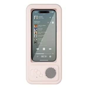 Kablosuz Hoparlörlü Banyo Telefon Tutucu, 5 Seviyeli Su Geçirmez Hoparlör, Duşta Döndürülebilir Dokunmatik Kontrollü Tutucu - Product Image 4