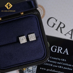 Trendy Jewelry Square Shape Stud <b>Earrings</b> 925 <b>Silver</b> Moissanite Mix Cut Diamond <b>Earrings</b> Hip Hop Jewelry - Product Image 4