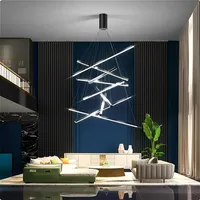 Escalier personnalisé Lustre Moderne Salon Led Suspension Linéaire pour Hôtel Hauts Plafonds