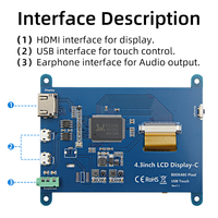 Sin controlador 4,3 ''pulgadas 800*480 IPS LCD pantalla táctil Módulo de pantalla LCD para BB Black, Windows ,Raspberry Pi 5 4 3