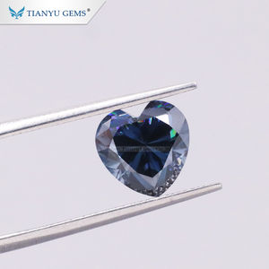 Moissanite bleue Tianyu Gems 1ct, forme cœur, diamants synthétiques, diamants bleus - Product Image 2