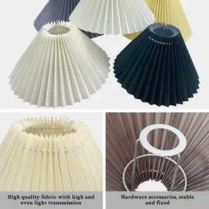 Abajur de mesa pequeno para cabeceira, tecido cone redondo, capas de tecido plissado, lâmpada de mesa de alta qualidade