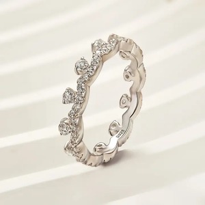 Premium Design 925 Moissanite 0.6 Carat Brilliant Cut Unique Eternity <b>Crown</b> Shaped Women's Classic Wedding Band Sterling Silver - Product Image 3
