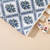 Sac de rangement multifonctionnel portable imprimé style américain pour Mahjong, blanc, rose, bleu ciel