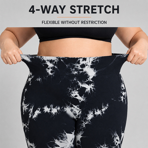 Leggings de yoga grande taille pour femmes, tie-dye, taille haute, effet ventre plat, extensibles dans les 4 sens, pour l'entraînement, la course et la gym - Product Image 3