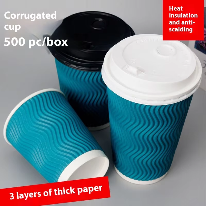 16 oz Corrugated Kraft Ripple Wall Cups Double Wall Disposable ...