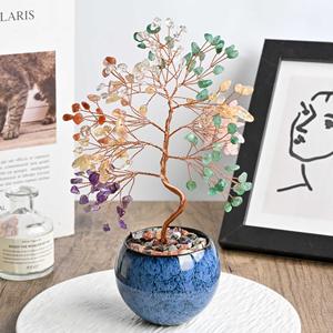 شجرة كريستال يدوية الصنع ، رقائق كريستال ، مشغولات يدوية زخرفية ، شجرة ثروة كريستال - Product Image 2