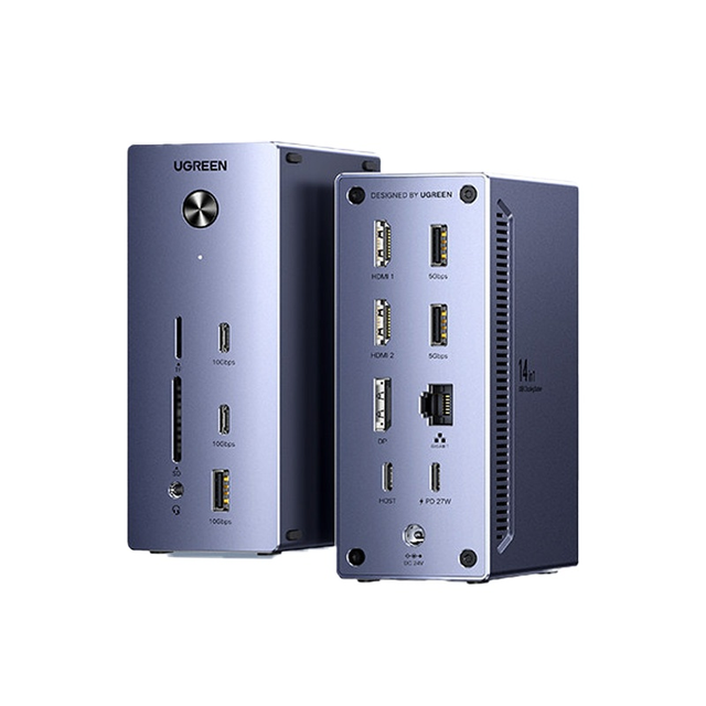 UGREEN 14-in-1 USB-C Docking Station Quad Display 4K120Hz DP  Multiport Hub 10Gbps USB3.2 Gen2 140W PD Charging