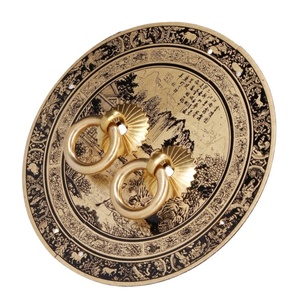 Poignée de tiroir en laiton antique chinois à motif original de 11 cm, quincaillerie vintage pour meubles en bois personnalisés et armoires domestiques - Product Image 2