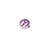10mm bricolage bijoux personnalisés résultats accessoires faisant en acier inoxydable émaillé Porto Rico drapeau breloques pendentif entretoise perles