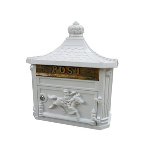 Boîte <span class=keywords><strong>aux</strong></span> <span class=keywords><strong>lettres</strong></span> murale en aluminium pour jardin avec poteau et bac à <span class=keywords><strong>lettres</strong></span>, facile à installer - Product Image 2