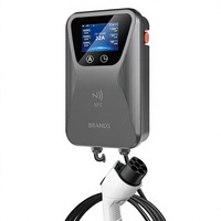 Nouvelle borne de recharge murale pour véhicule électrique monophasée 7,4 kW 32 A France, application Tuya WiFi, prise T2S avec obturateur, sans câble, ultra-mince