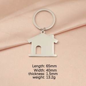 Llavero de Cadena de Eslabones de Acero Inoxidable con Forma de Casa Personalizada, Colgante Hueco Chapado en Oro de 18K, Joyería de Moda Unisex - Product Image 6