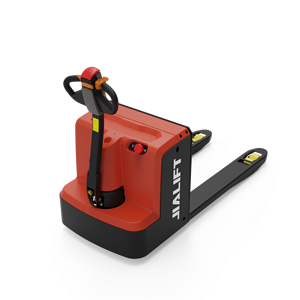 รถยกพาเลทไฟฟ้า JINLIFT 2 ตัน แบตเตอรี่ตะกั่ว-กรด ยางตัน สำหรับใช้งานในคลังสินค้าในร่ม แบบยืนขับ - Product Image 1