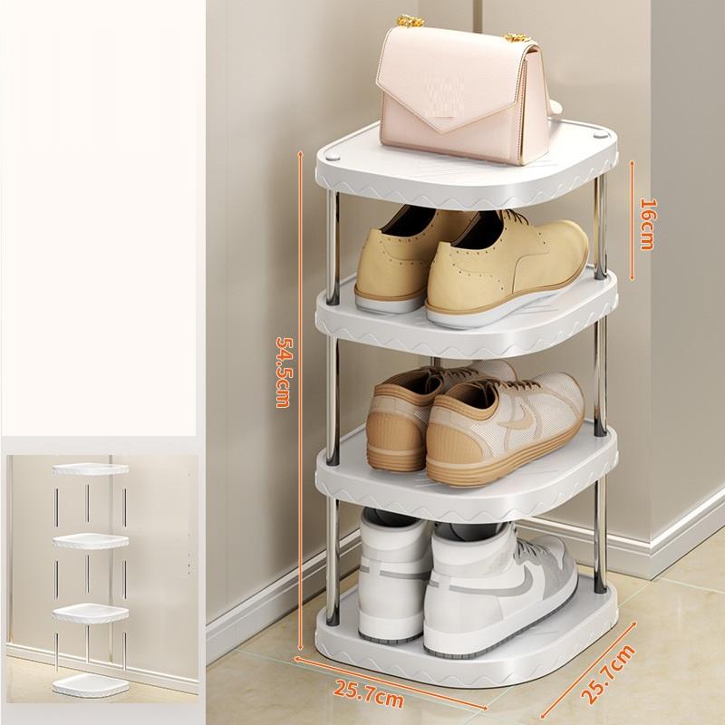 ชั้นวางรองเท้าสี่ชั้นสีขาว