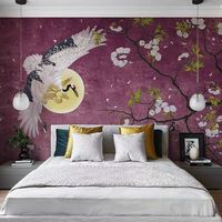 Wasserdichte Maßgefertigte Moderne Minimalistische Chinesische Tier-Gruidae-Tapete Wohnzimmer Schlafzimmer Wanddekoration Kranich-Wandbild